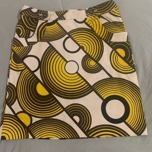 Etcetera Brown Yellow White Vintage Mini Skirt Pockets 97% cotton